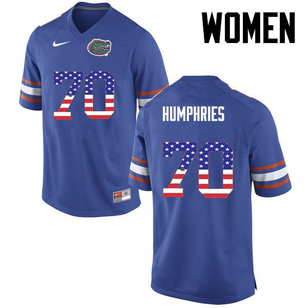 Florida Gators Women #70 D.J. Humphries College Football Jersey USA Flag Fashion Blue